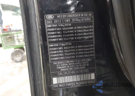 2013 Land Rover Range Rover Sport Hse z USA, uszkodzony, nr VIN SALSK2D46DA780185